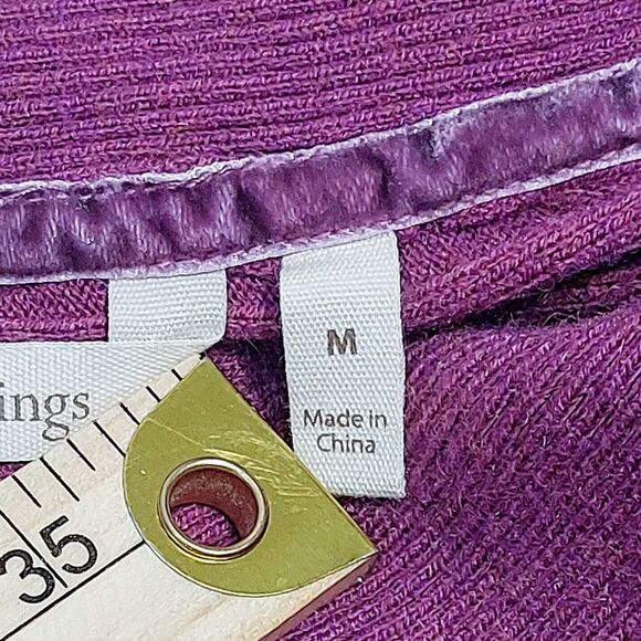 Soft Surroundings Women's Medium Bohème Pullover Sweater Purple V-Neck Ribbed - Picture 5 of 8